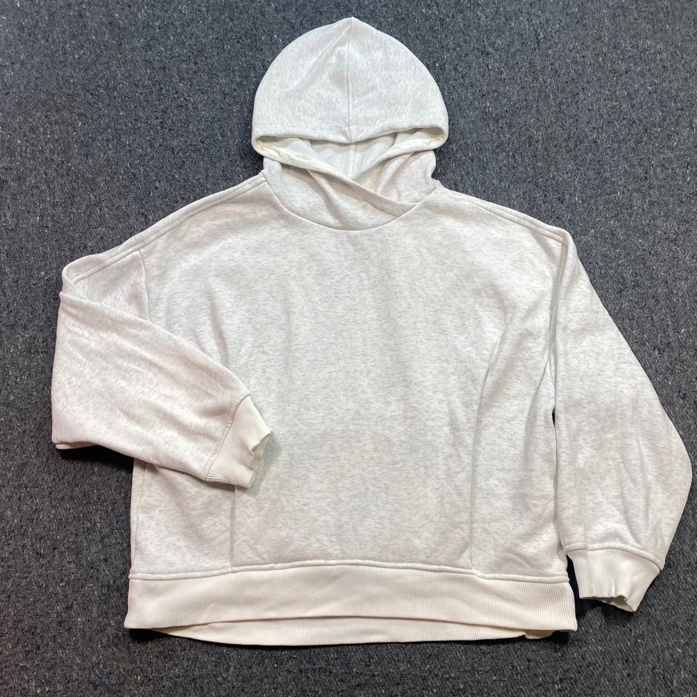 Athleta Hoodie Sz L Womens Grey Athleisure Crossover Neck Relaxed Pullover